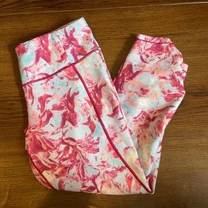 Pink Floral Cropped Leggings